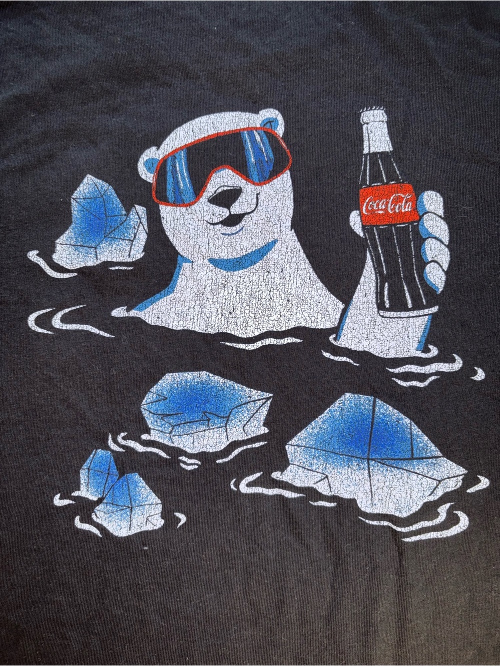 Coca Cola Black Short Sleeve Tee with Red Logo and Polar Bear Patch - Picture 5 of 5